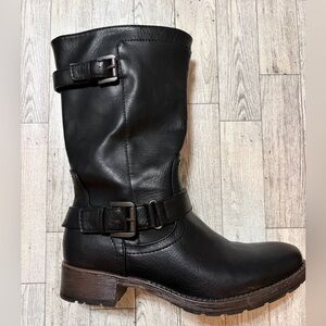 Kohl's Black Moto Boots with Buckle Detail